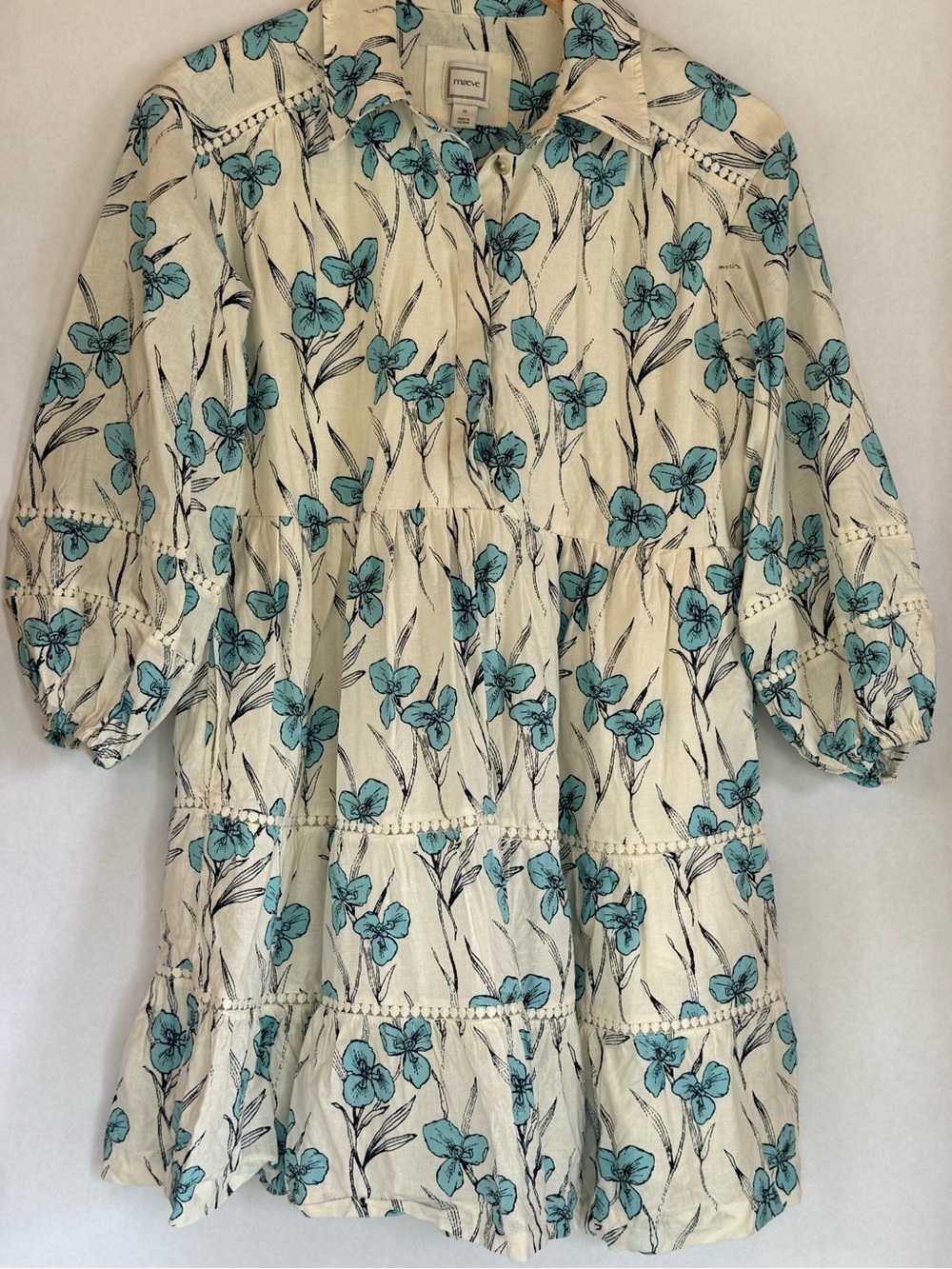 Maeve Cream Tunic with Teal Floral Print